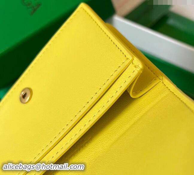 Low Cost Bottega Veneta Cassette Business Card Case Wallet in Intrecciato Lambskin 651396 Jelly Yellow