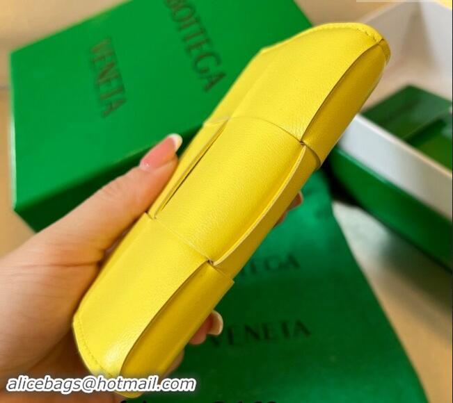 Low Cost Bottega Veneta Cassette Business Card Case Wallet in Intrecciato Lambskin 651396 Jelly Yellow