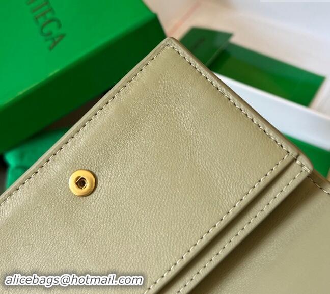 Best Design Bottega Veneta Cassette Business Card Case Wallet in Intrecciato Lambskin 651396 Travertine Green