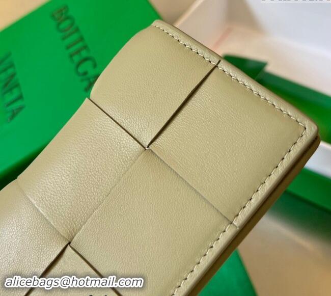 Best Design Bottega Veneta Cassette Business Card Case Wallet in Intrecciato Lambskin 651396 Travertine Green