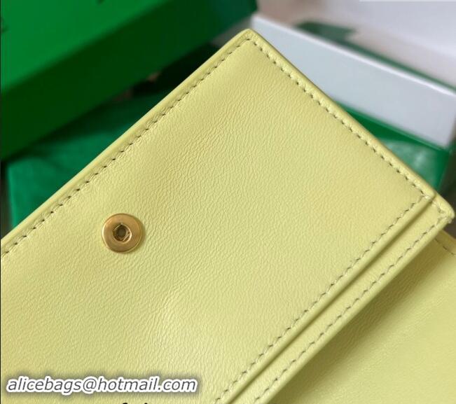 Well Crafted Bottega Veneta Cassette Business Card Case Wallet in Intrecciato Lambskin 651396 Lemon Yellow 2024