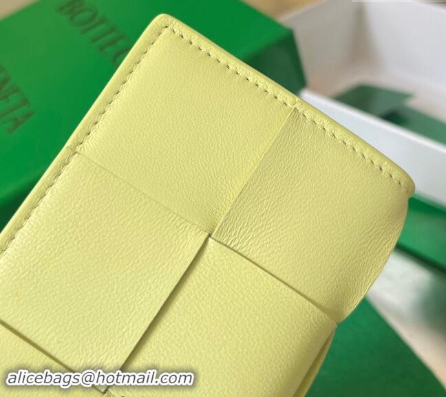 Well Crafted Bottega Veneta Cassette Business Card Case Wallet in Intrecciato Lambskin 651396 Lemon Yellow 2024