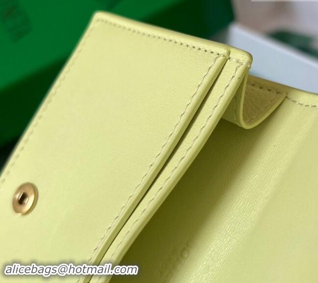 Well Crafted Bottega Veneta Cassette Business Card Case Wallet in Intrecciato Lambskin 651396 Lemon Yellow 2024