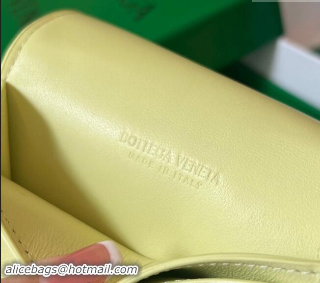 Well Crafted Bottega Veneta Cassette Business Card Case Wallet in Intrecciato Lambskin 651396 Lemon Yellow 2024