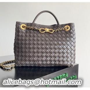 Top Grade Bottega Veneta Medium Andiamo Top Handle Bag With Chain 743572 Fondant Brown 2024