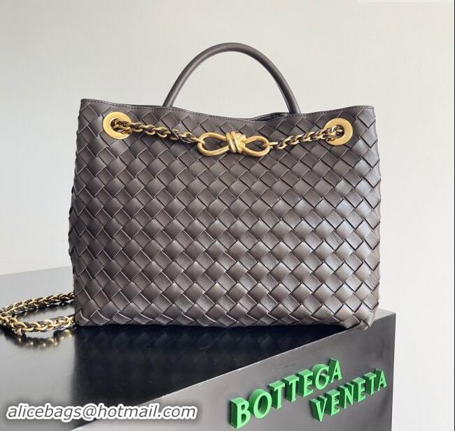 Top Grade Bottega Veneta Medium Andiamo Top Handle Bag With Chain 743572 Fondant Brown 2024