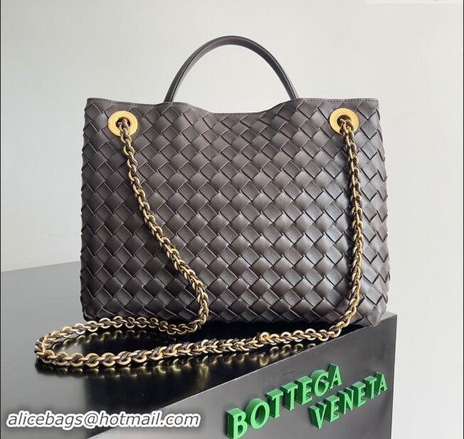 Top Grade Bottega Veneta Medium Andiamo Top Handle Bag With Chain 743572 Fondant Brown 2024