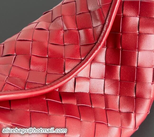 Best Price Bottega Veneta Small Hop Hobo Bag Intrecciato Calf Leather 763966 Red 2024