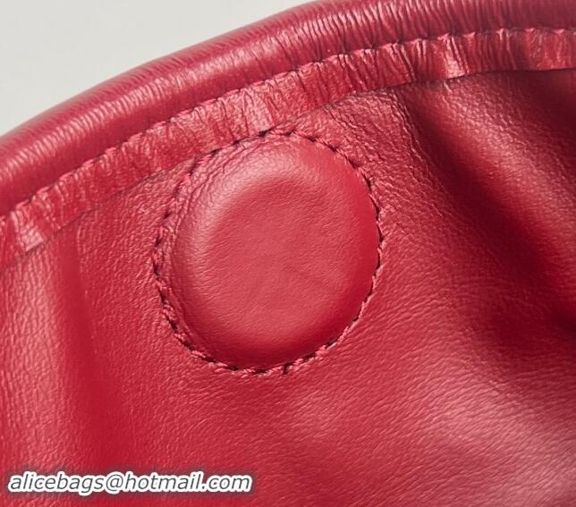 Best Price Bottega Veneta Small Hop Hobo Bag Intrecciato Calf Leather 763966 Red 2024