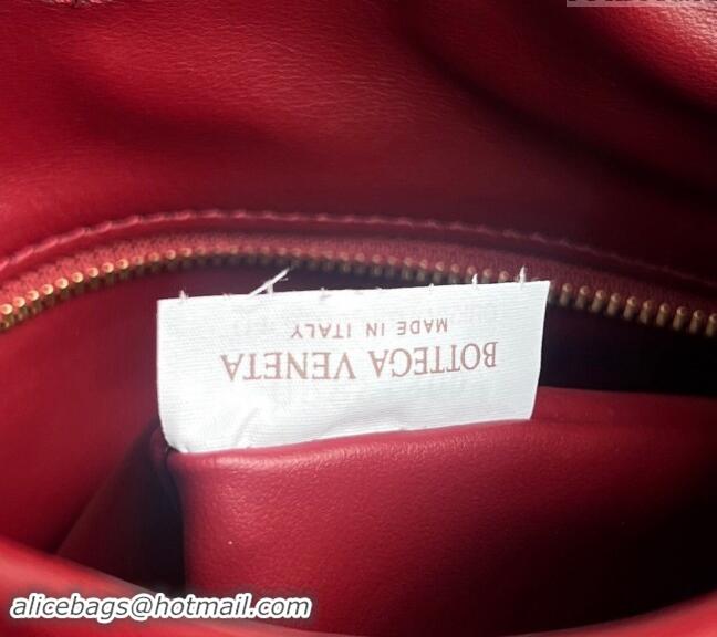 Best Price Bottega Veneta Small Hop Hobo Bag Intrecciato Calf Leather 763966 Red 2024