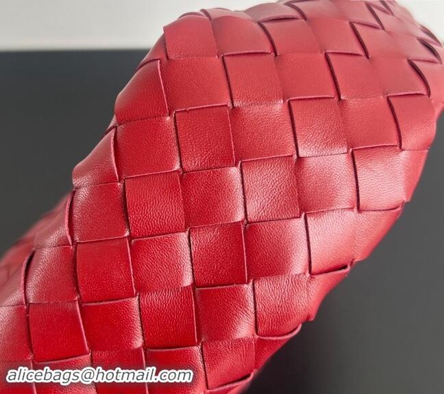 Best Price Bottega Veneta Small Hop Hobo Bag Intrecciato Calf Leather 763966 Red 2024