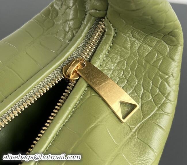 Pretty Style Bottega Veneta Mini Jodie Hobo in Crocodile Embossed Leather 717709 Green 2024