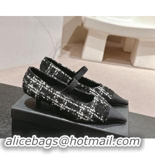 Pretty Style Chanel Tweed Pointed Pumps with Sequins Black 910011