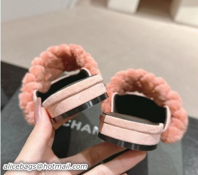 Low Price Chanel Suede & Fur Flat Pointed Mules Light Pink 910014