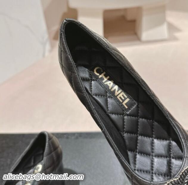 Good Quality Chanel Quilted Calfskin Pumps with Wheat CC Black 910024