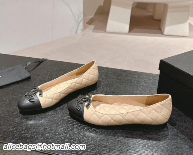 Purchase Chanel Quilted Calfskin Ballet Flats with Wheat CC Beige 910025