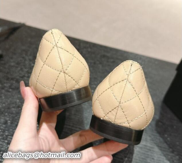 Purchase Chanel Quilted Calfskin Ballet Flats with Wheat CC Beige 910025