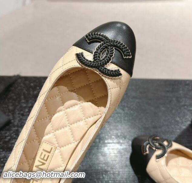 Purchase Chanel Quilted Calfskin Ballet Flats with Wheat CC Beige 910025