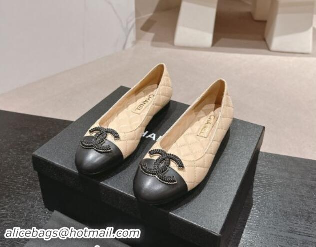 Purchase Chanel Quilted Calfskin Ballet Flats with Wheat CC Beige 910025