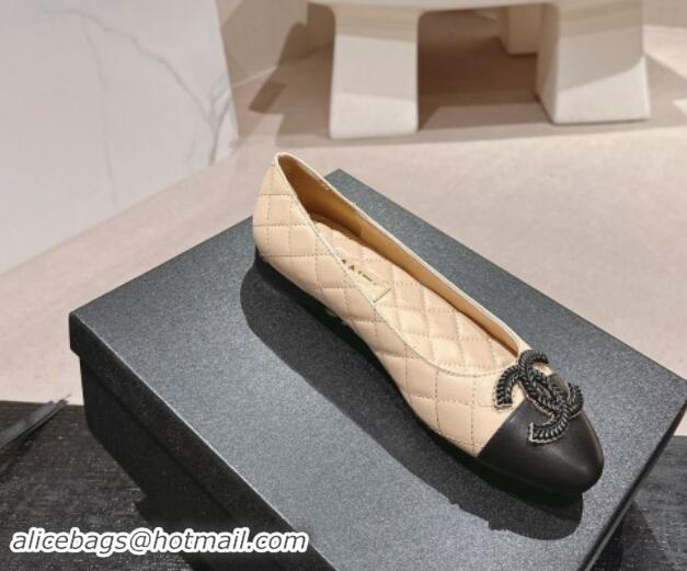 Purchase Chanel Quilted Calfskin Ballet Flats with Wheat CC Beige 910025