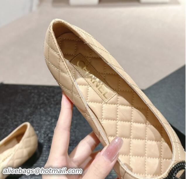 Purchase Chanel Quilted Calfskin Ballet Flats with Wheat CC Beige 910025