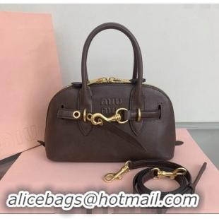 Fashion Discount Miu Miu Aventure nappa leather top-handle bag 5BB169 Briarwood Brown 2024