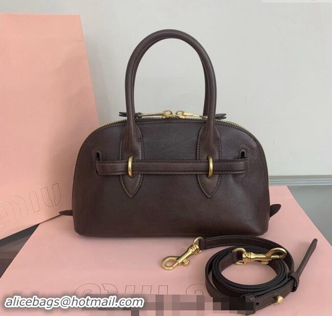 Fashion Discount Miu Miu Aventure nappa leather top-handle bag 5BB169 Briarwood Brown 2024