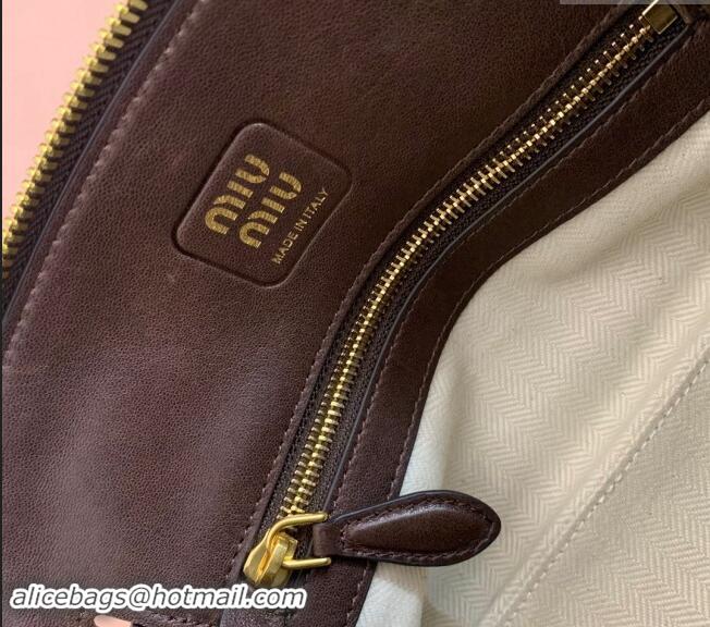 Fashion Discount Miu Miu Aventure nappa leather top-handle bag 5BB169 Briarwood Brown 2024