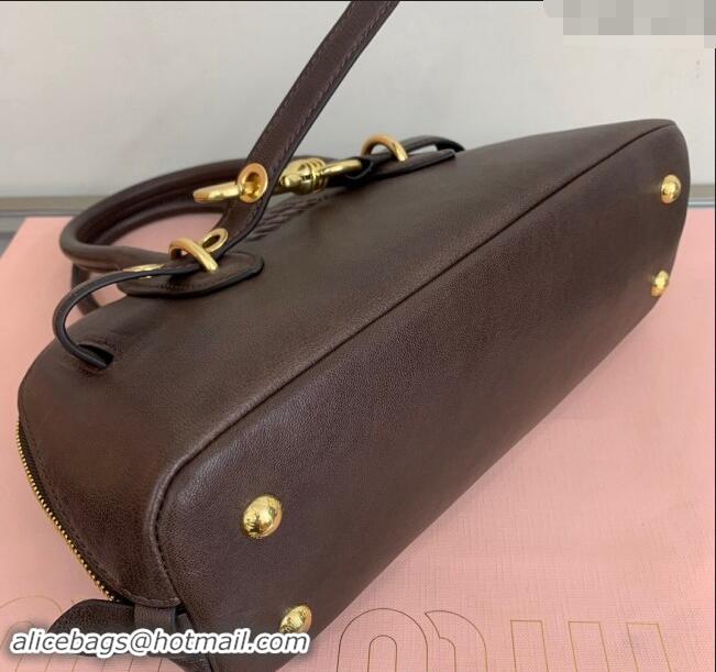 Fashion Discount Miu Miu Aventure nappa leather top-handle bag 5BB169 Briarwood Brown 2024