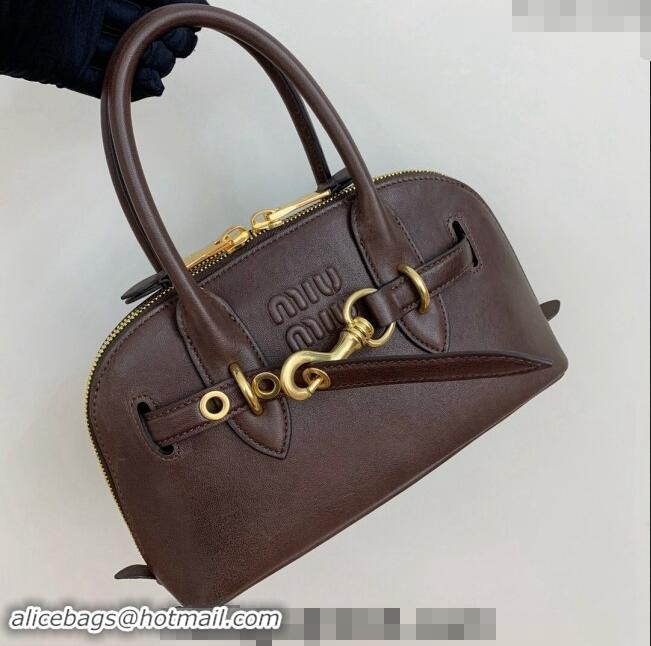 Fashion Discount Miu Miu Aventure nappa leather top-handle bag 5BB169 Briarwood Brown 2024