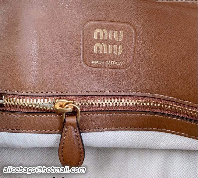 Pretty Style Miu Miu Aventure nappa leather top-handle bag 5BB169 Oak Brown 2024