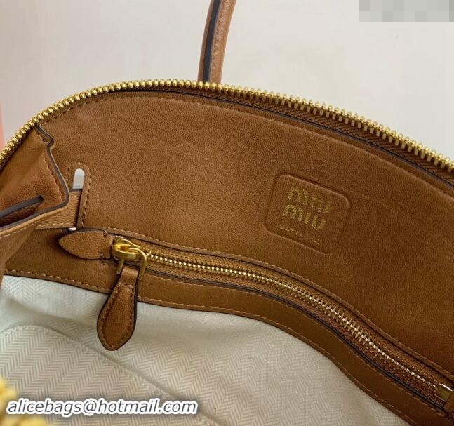 Low Cost Miu Miu Aventure nappa leather top-handle bag 5BB169 Tan Brown 2024