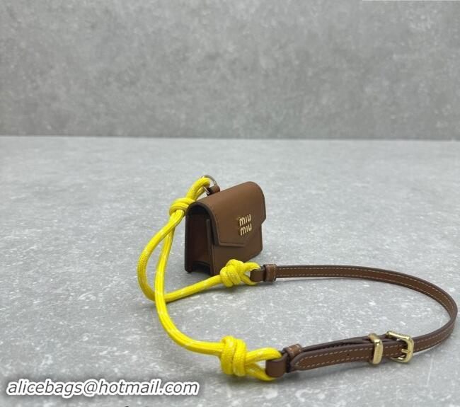 Good Taste Miu Miu Leather, cord, and metal trick with mini-pouch 5TL515 Yellow/Brown 2024