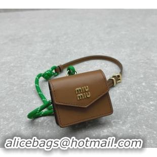 Good Taste Miu Miu Leather, cord, and metal trick with mini-pouch 5TL515 Green/Brown 2024