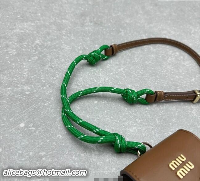 Good Taste Miu Miu Leather, cord, and metal trick with mini-pouch 5TL515 Green/Brown 2024