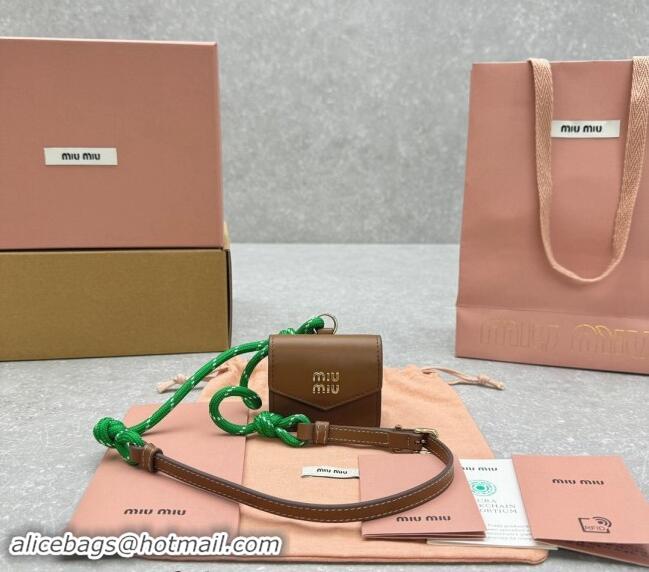 Good Taste Miu Miu Leather, cord, and metal trick with mini-pouch 5TL515 Green/Brown 2024