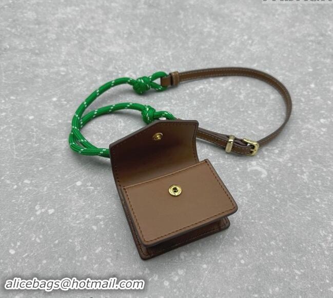 Good Taste Miu Miu Leather, cord, and metal trick with mini-pouch 5TL515 Green/Brown 2024