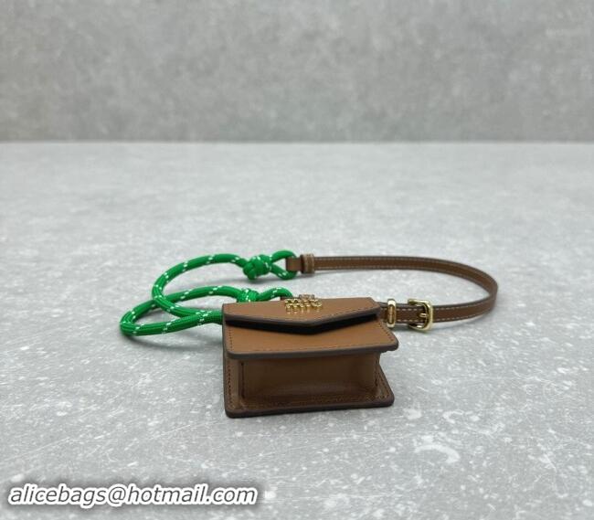 Good Taste Miu Miu Leather, cord, and metal trick with mini-pouch 5TL515 Green/Brown 2024