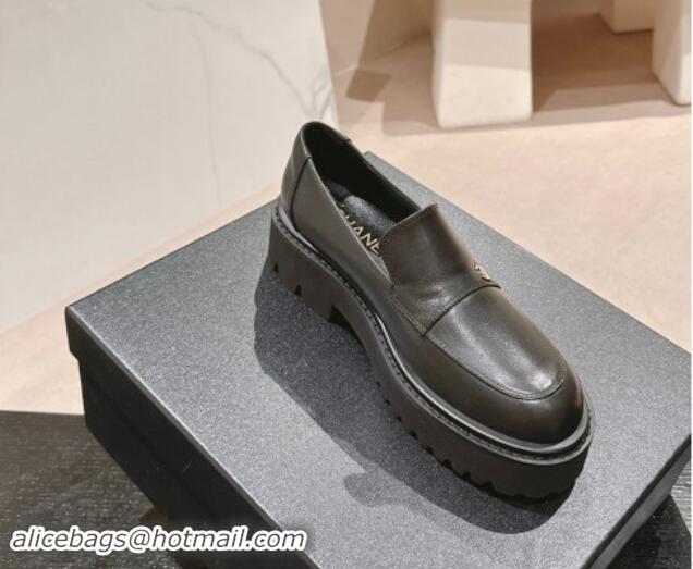 Sumptuous Chanel Calfskin Platform Loafers Black 910062