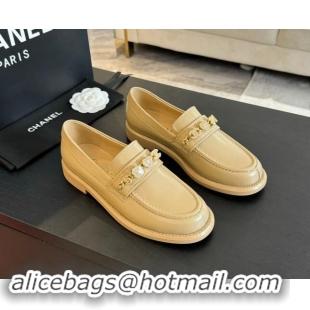 Hot Style Chanel Calfskin Loafers with Heart Charm Beige 910074