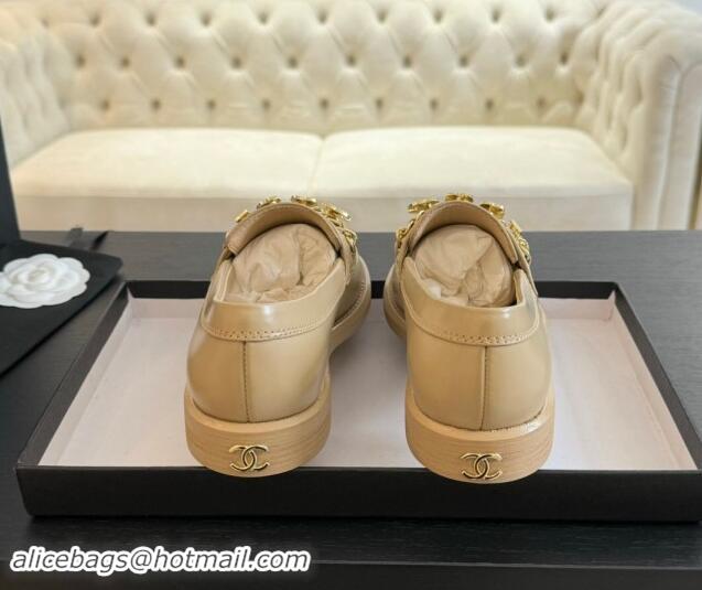 Hot Style Chanel Calfskin Loafers with Heart Charm Beige 910074