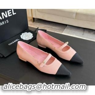 Affordable Price Chanel Lambskin Leather Pointed Ballet Flat with Pearl Strap Pink 910079