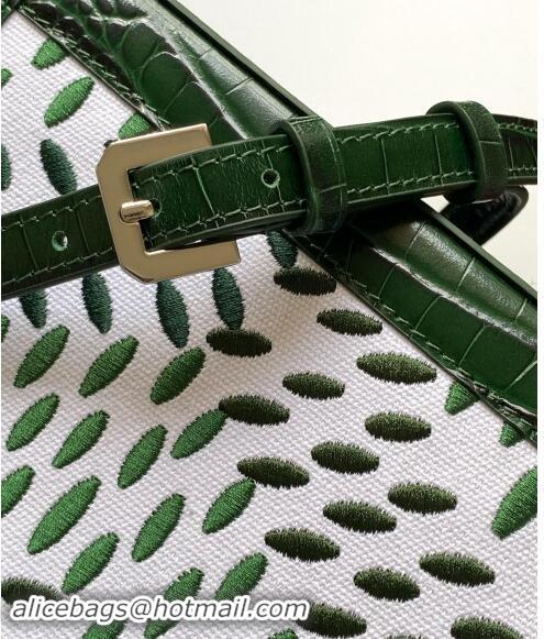 Top Grade Goyard Saigon PM Top Handle Bag in Embroidery and Crocodile Embossed Leather 020186 Green 2024