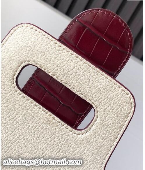 Well Crafted Goyard Saigon PM Top Handle Bag in Embroidery and Crocodile Embossed Leather 020186 Burgundy 2024