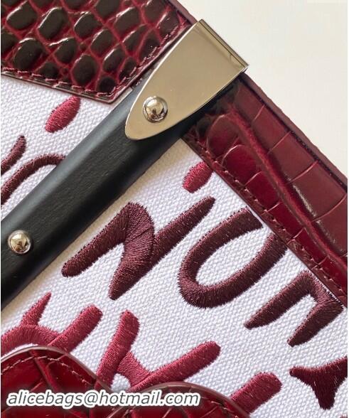 Well Crafted Goyard Saigon PM Top Handle Bag in Embroidery and Crocodile Embossed Leather 020186 Burgundy 2024