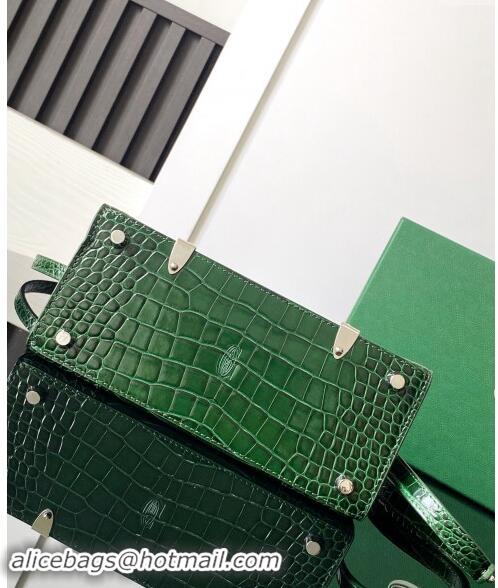 Best Quality Goyard Saigon Mini Top Handle Bag in Embroidery and Crocodile Embossed Leather 020173 Green 2024