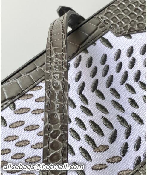 Well Crafted Goyard Saigon Mini Top Handle Bag in Embroidery and Crocodile Embossed Leather 020173 Grey 2024