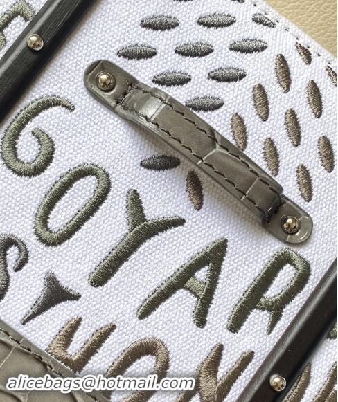 Well Crafted Goyard Saigon Mini Top Handle Bag in Embroidery and Crocodile Embossed Leather 020173 Grey 2024