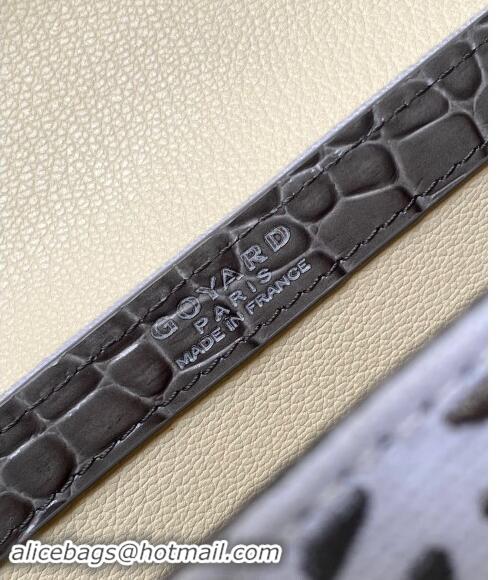 Well Crafted Goyard Saigon Mini Top Handle Bag in Embroidery and Crocodile Embossed Leather 020173 Grey 2024