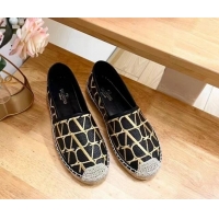 Perfect Valentino VLogo Espadrilles Flat in Raffia Straw Black 725018